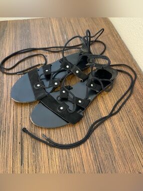 Forever 21 women’s US 6 black lace-up gladiator sandals resortwear y2k grunge